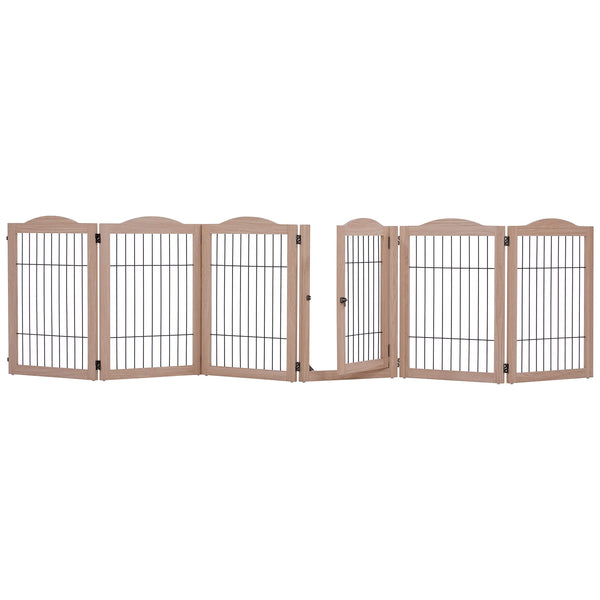 Arf Pets Freestanding Dog Gate, 2-Panel Extension, 360° Foldable Dog Gate 40"W x 31.5"H - Walnut