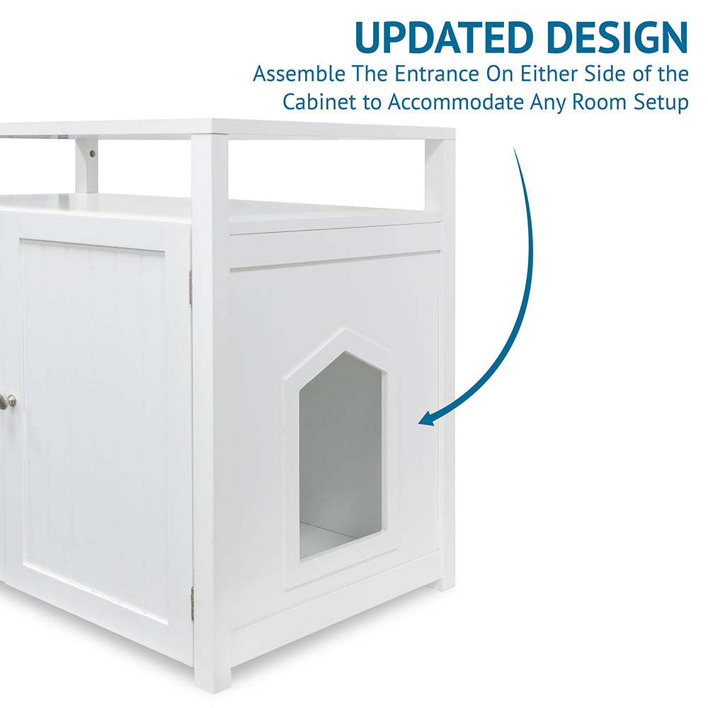 Large Cat Litter Box Cabinet in White – Arf Pets