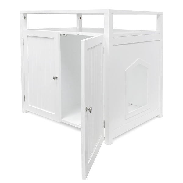 Large Cat Litter Box Enclosure in White Parts