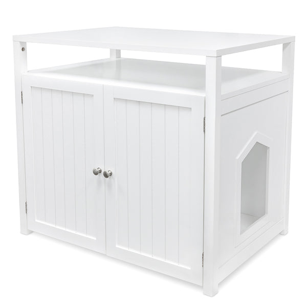 Large Cat Litter Box Enclosure in White Parts